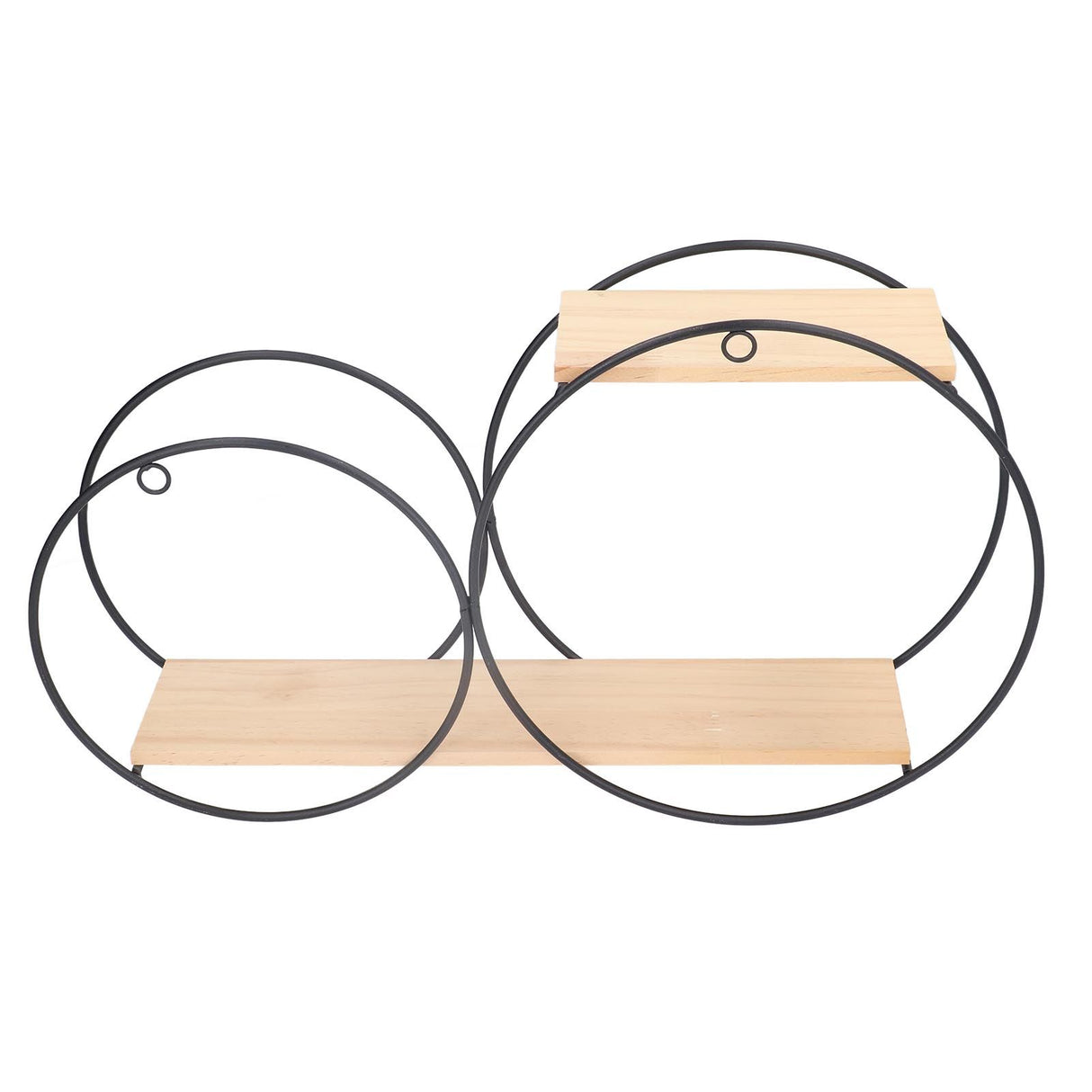 Round Shelf Firmly Welded Dual Use Strong Load Bearing Capacity Circle Metal Wood Wall Shelves for Bedroom Tea House