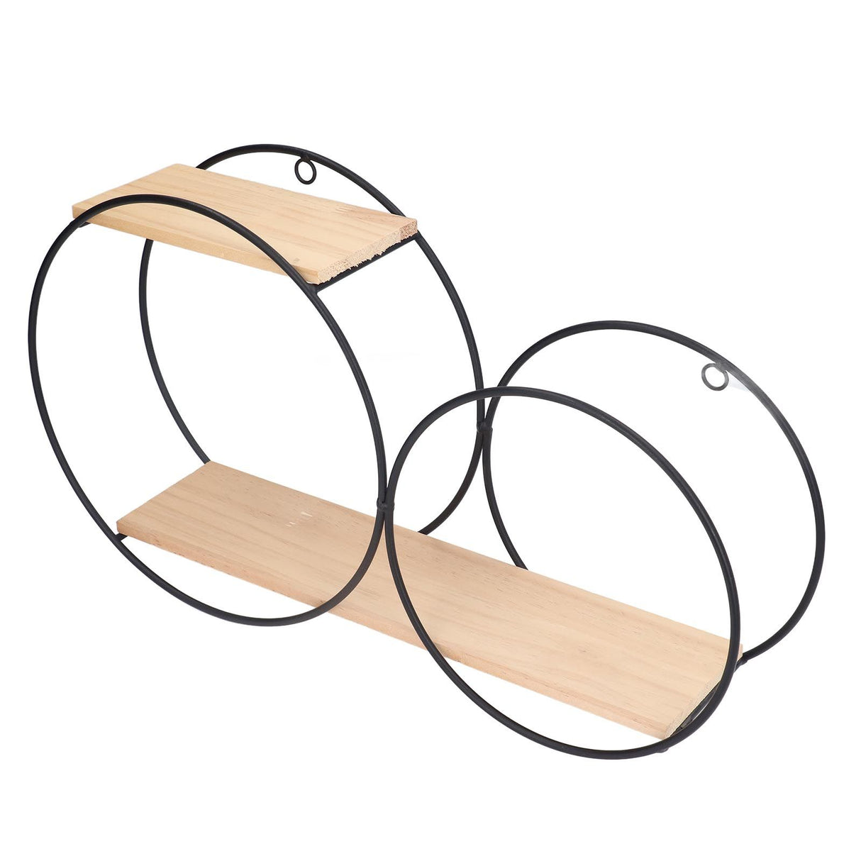 Round Shelf Firmly Welded Dual Use Strong Load Bearing Capacity Circle Metal Wood Wall Shelves for Bedroom Tea House