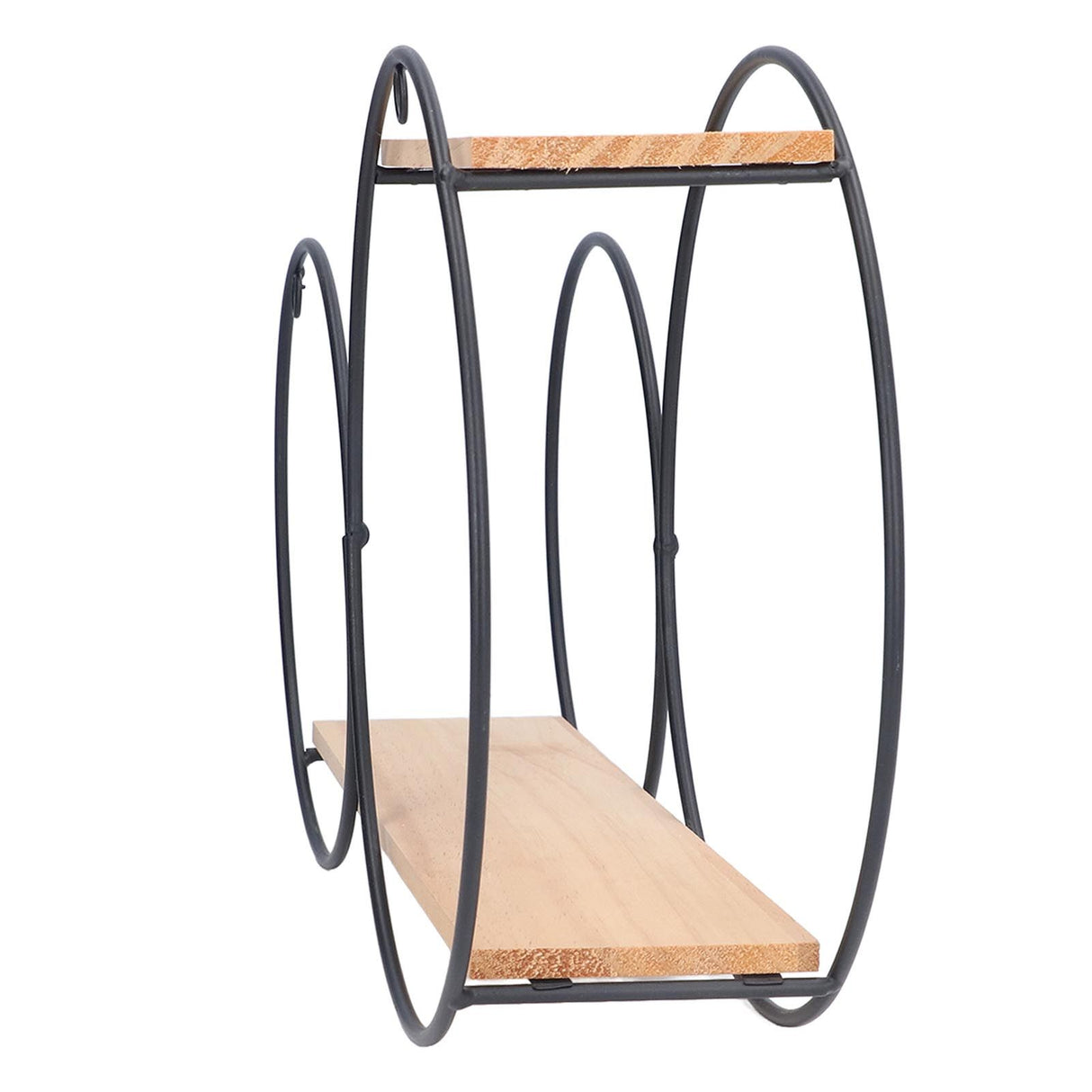 Round Shelf Firmly Welded Dual Use Strong Load Bearing Capacity Circle Metal Wood Wall Shelves for Bedroom Tea House