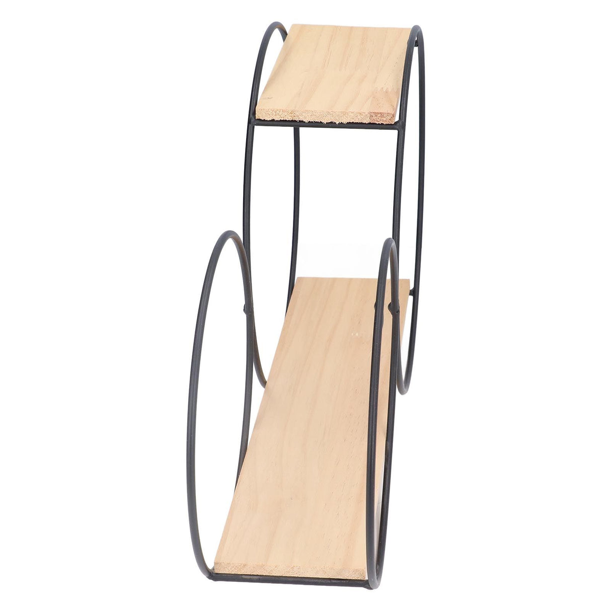 Round Shelf Firmly Welded Dual Use Strong Load Bearing Capacity Circle Metal Wood Wall Shelves for Bedroom Tea House