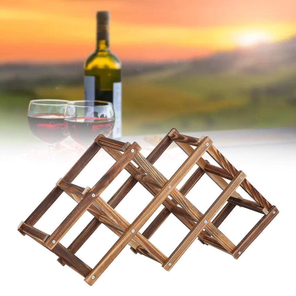 Foldable Wine Cabinet Pine Durable Elegant Simple Wine Rack Cabinet for Home Hotel OfficeRoast Color 6 Bottles