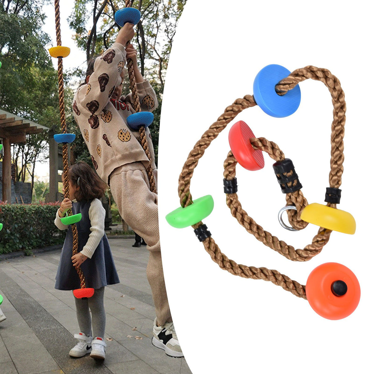 194cm Disc Swing Rope Plastic Multicolor Platforms for Children Balconies Courtyards Outdoor