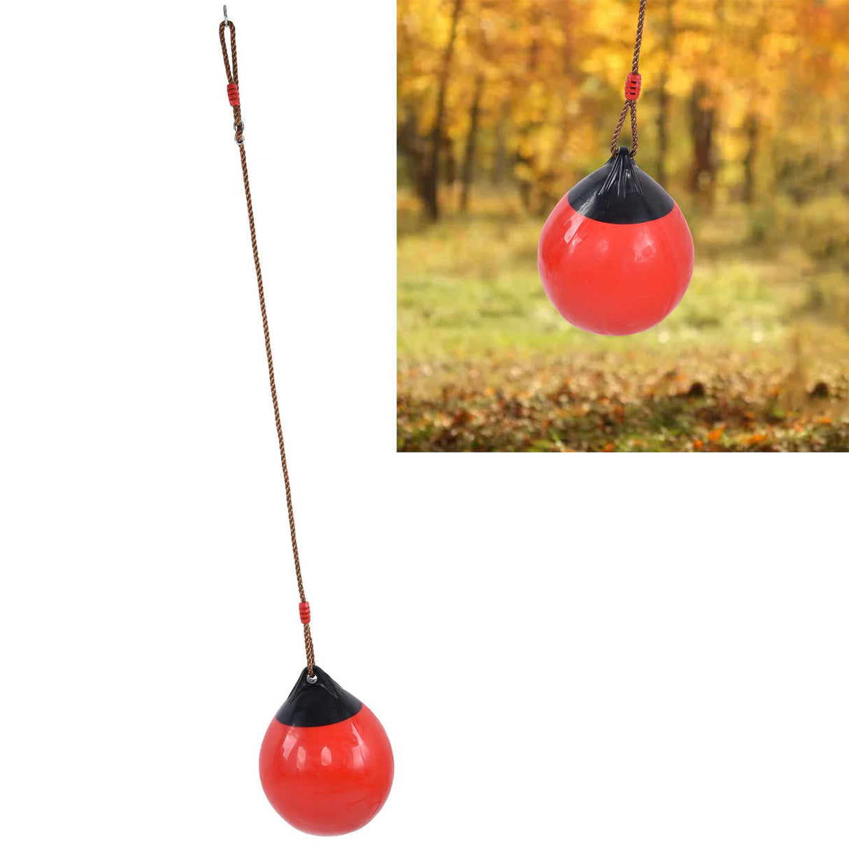 Inflatable Ball Swing Seat 29cm/11.4in Red Small with Hanging Rope Chain for Indoor Outdoor Garden