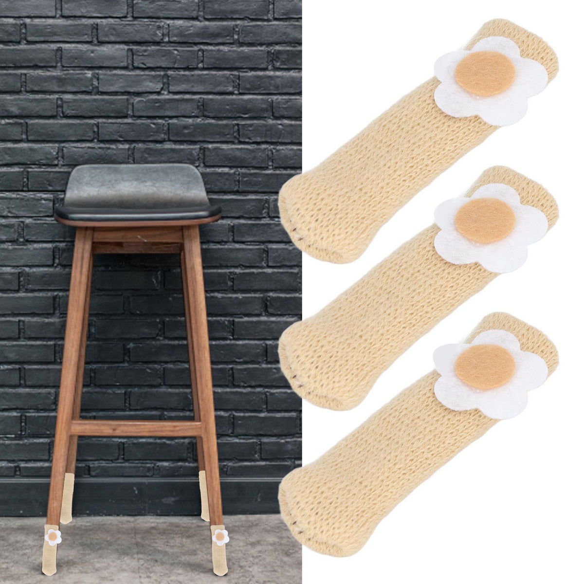 25Pcs Furniture Leg Cover Foot Cover Mat Floor Protector Double Layer Knitted Set Kit