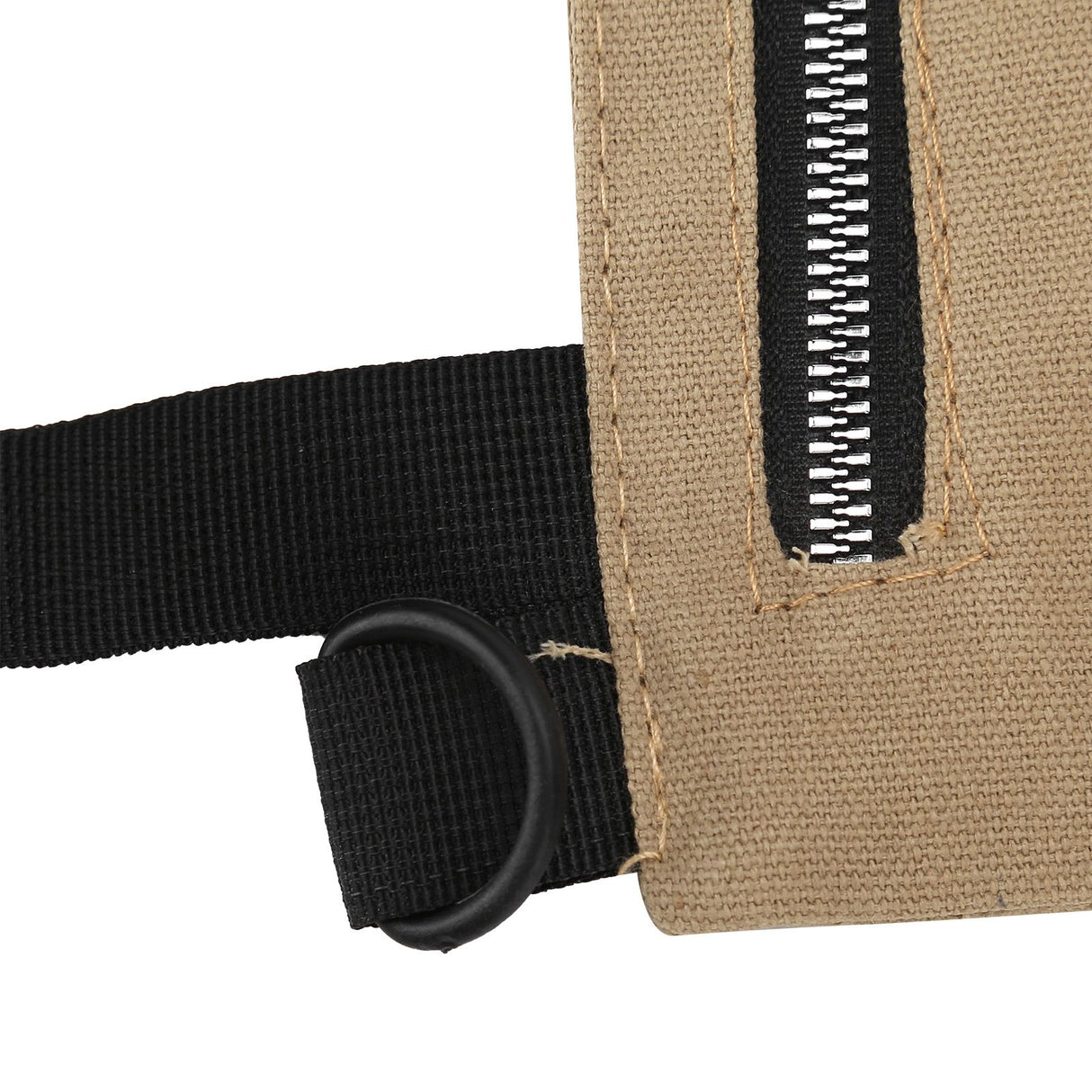 Tool Storage Bag Canvas Foldable Zipper Design Lightweight and Durable High Capacity Tool Roll Up Bag with StrapsKhaki
