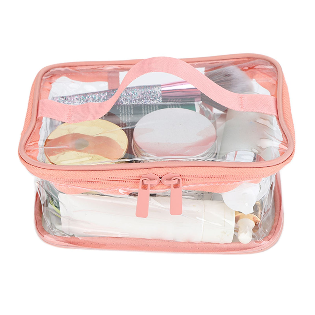 Clear Toiletry Bag Travel Cosmetic Makeup Bag PVC Storage Bag Portable Transparent Pouch for Traveling Vacation Bathroom