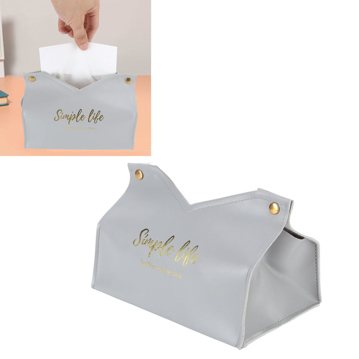 Tissue Bag Artificial Leather Vintage Kitchen Paper Towel Box Container for Office HomeGray