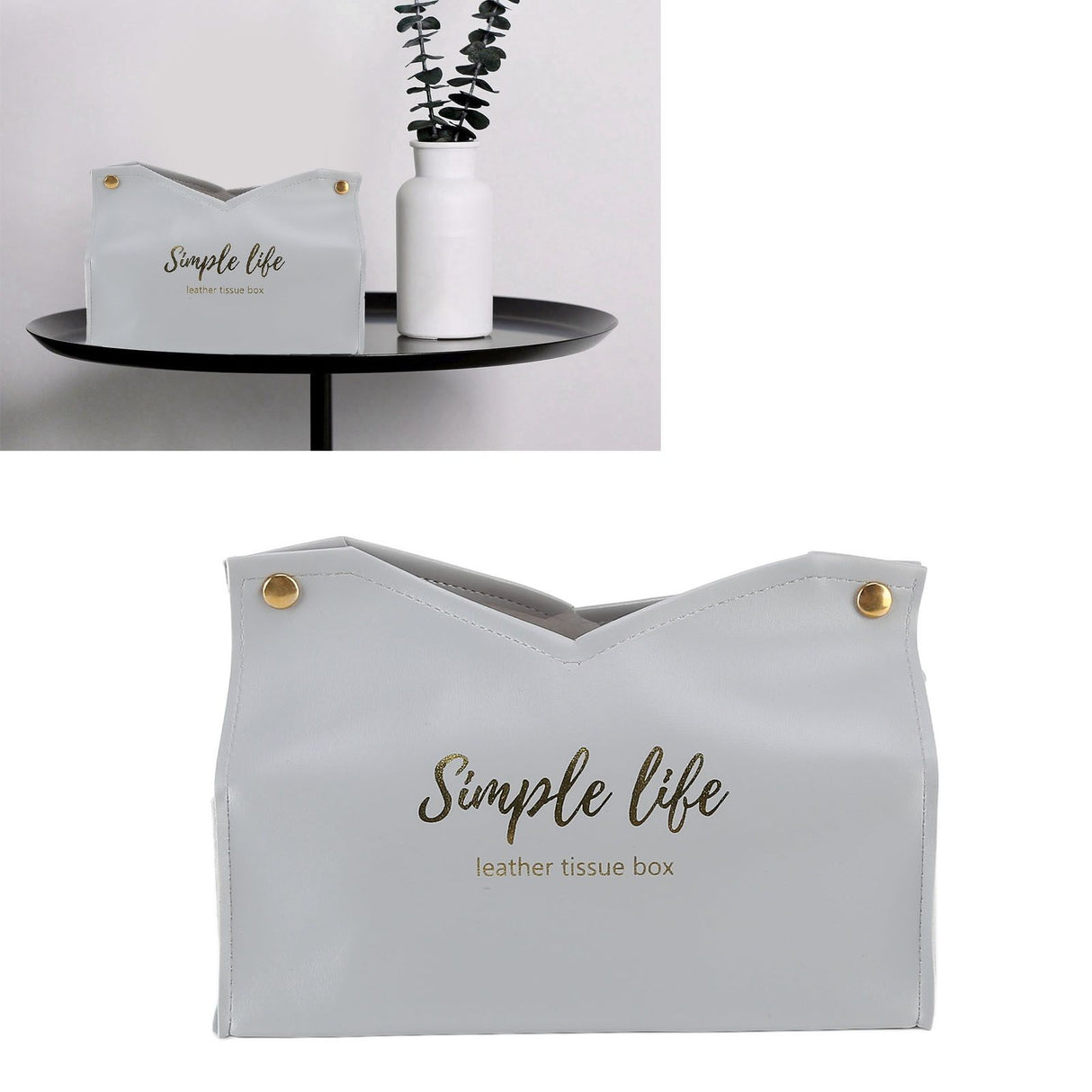 Tissue Bag Artificial Leather Vintage Kitchen Paper Towel Box Container for Office HomeGray