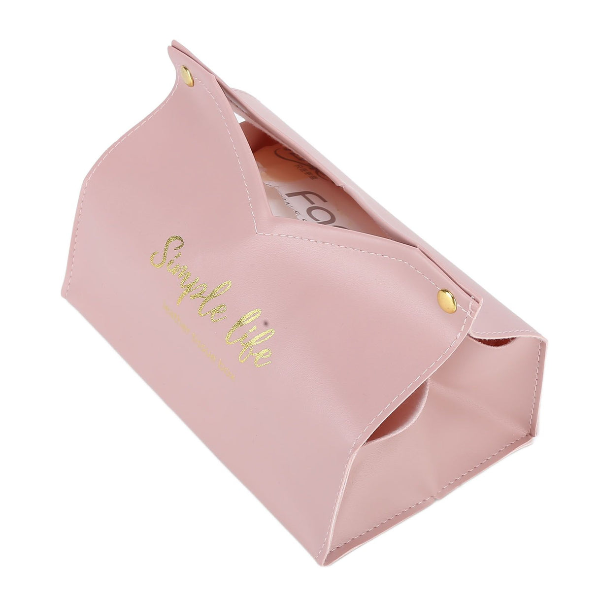 Tissue Bag Artificial Leather Vintage Kitchen Paper Towel Box Container for Office HomePink