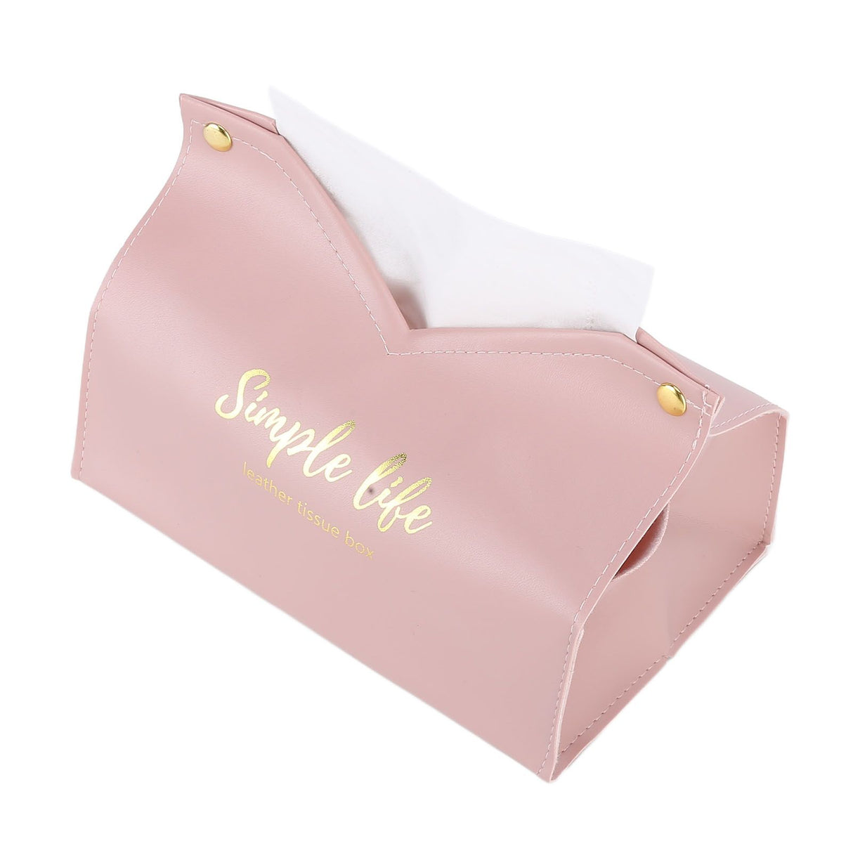 Tissue Bag Artificial Leather Vintage Kitchen Paper Towel Box Container for Office HomePink