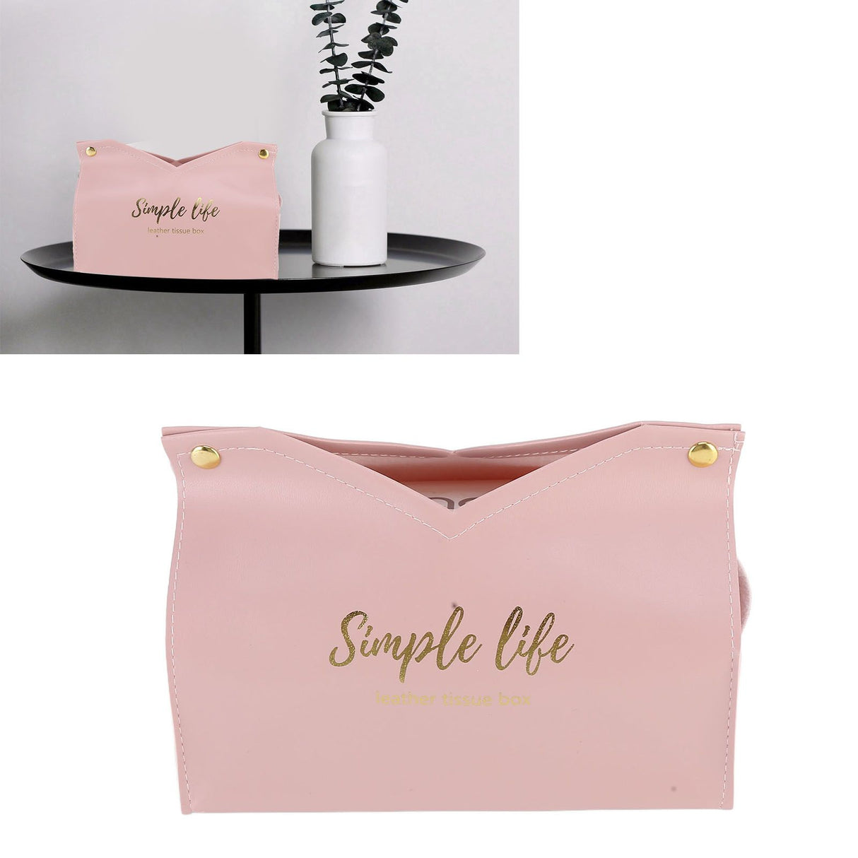 Tissue Bag Artificial Leather Vintage Kitchen Paper Towel Box Container for Office HomePink