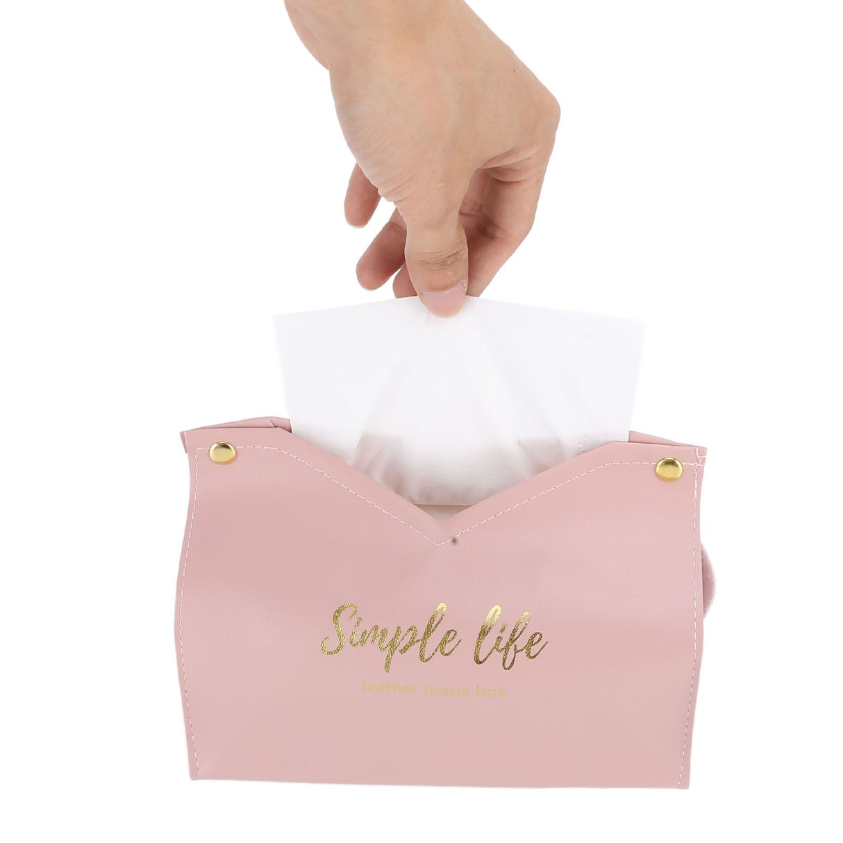 Tissue Bag Artificial Leather Vintage Kitchen Paper Towel Box Container for Office HomePink