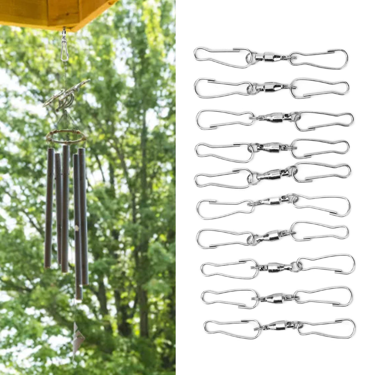 10pcs Hanging Hook Stainless Steel 360° Rotating Hook for Bird Feeder Wind Chimes7cm