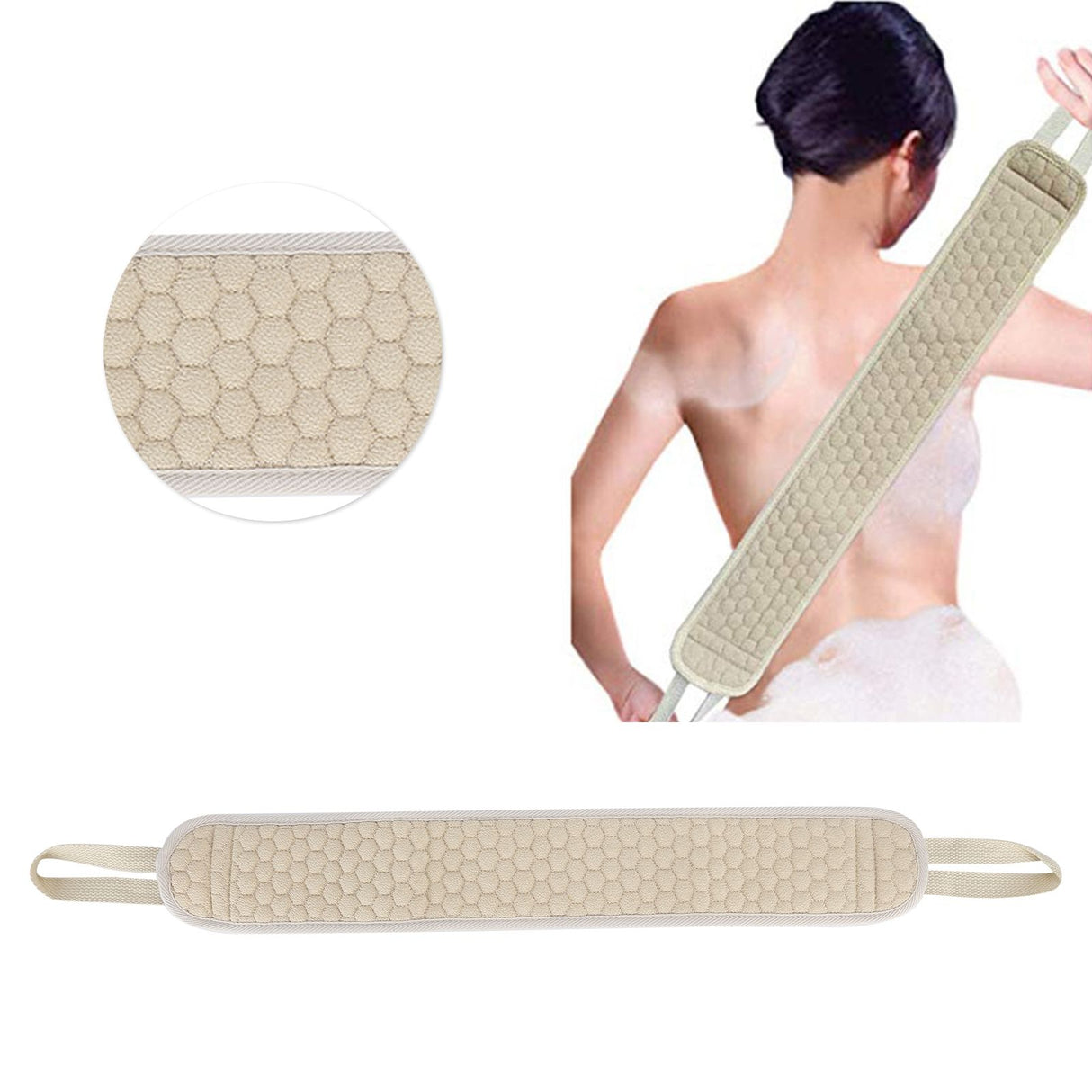 Back Scrubber Polyester Cotton Exfoliating Deep Cleansing Activated 2‑Side Back Washer for Home