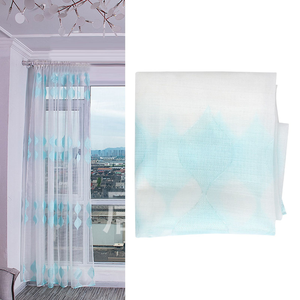 Unique Pattern Transparent Curtain Window Treatment for Bedroom Living Room Home Decoration 207x100CM