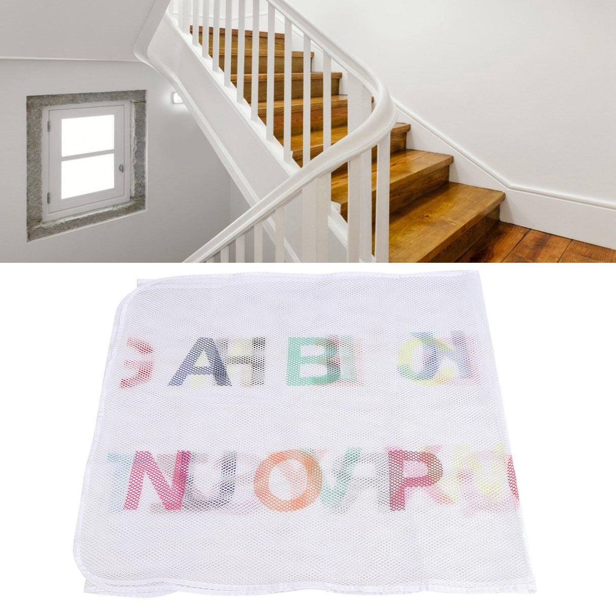 3 Meter Cute Pattern Stair Fence Thickened Baby Safety Net Mesh for Balcony Home IndoorLetter Type
