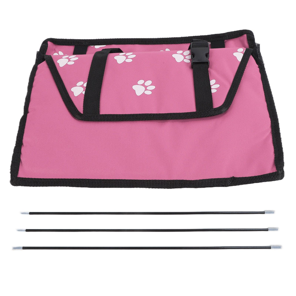 Bear Paw Pattern Pet Carrier Cage Washable Pet Car Travel Safety Seat with Support RodPink