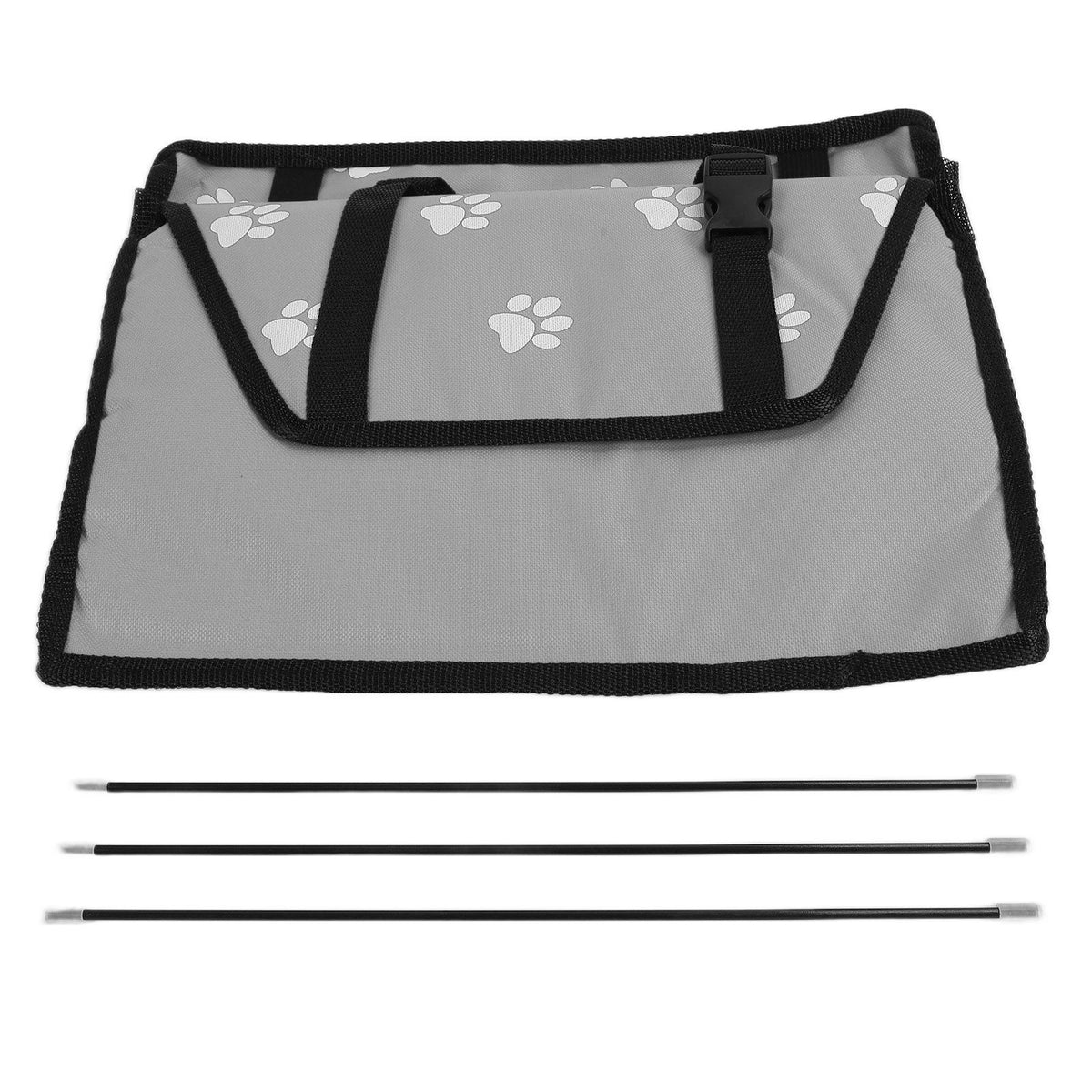 Bear Paw Pattern Pet Carrier Cage Washable Pet Car Travel Safety Seat with Support RodGray