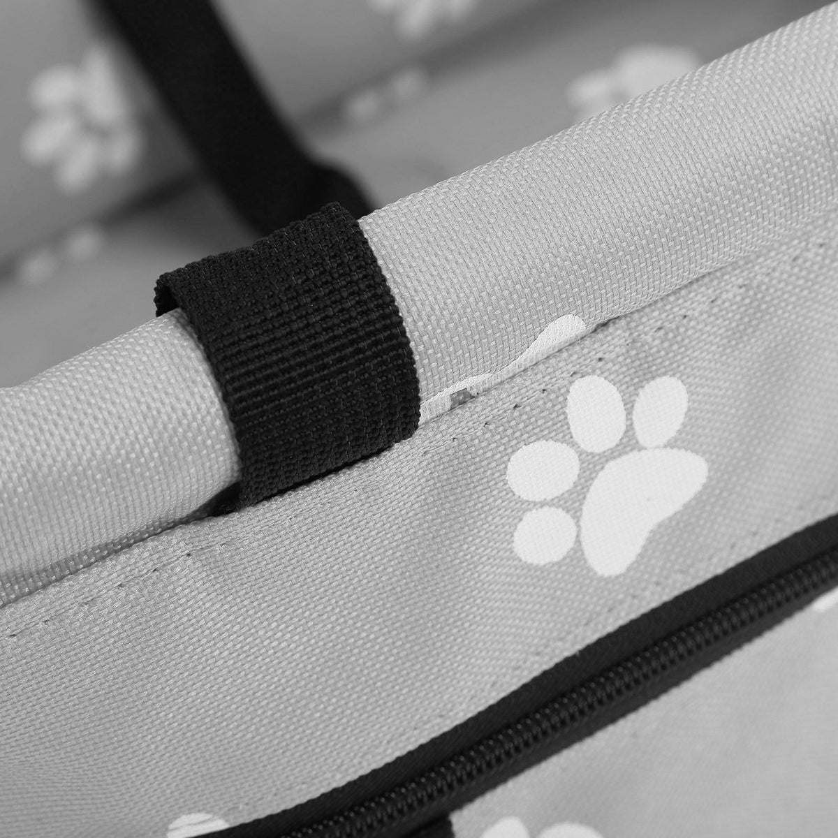 Bear Paw Pattern Pet Carrier Cage Washable Pet Car Travel Safety Seat with Support RodGray