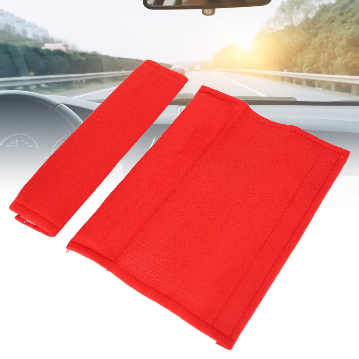 2PCS Seatbelt Pad Car Safety Belt Pad Shoulder Pad Soft Comfortable Belt Strap for Adult ChildrenRed