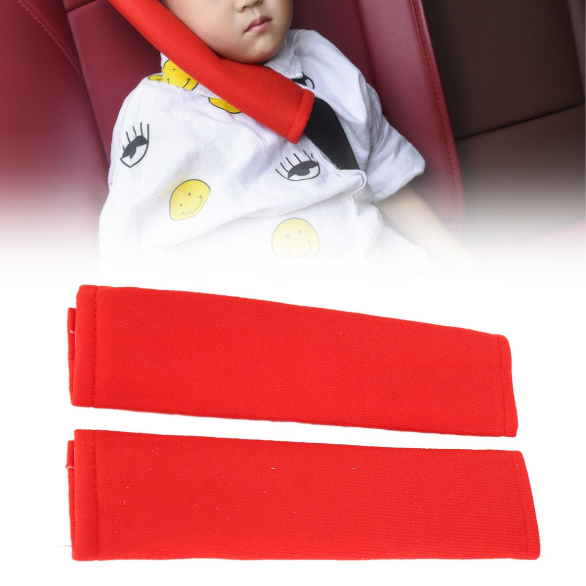 2PCS Seatbelt Pad Car Safety Belt Pad Shoulder Pad Soft Comfortable Belt Strap for Adult ChildrenRed
