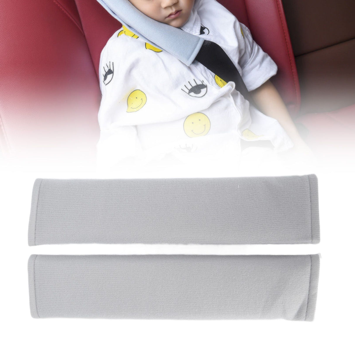 2PCS Seatbelt Pad Car Safety Belt Pad Shoulder Pad Soft Comfortable Belt Strap for Adult ChildrenGrey