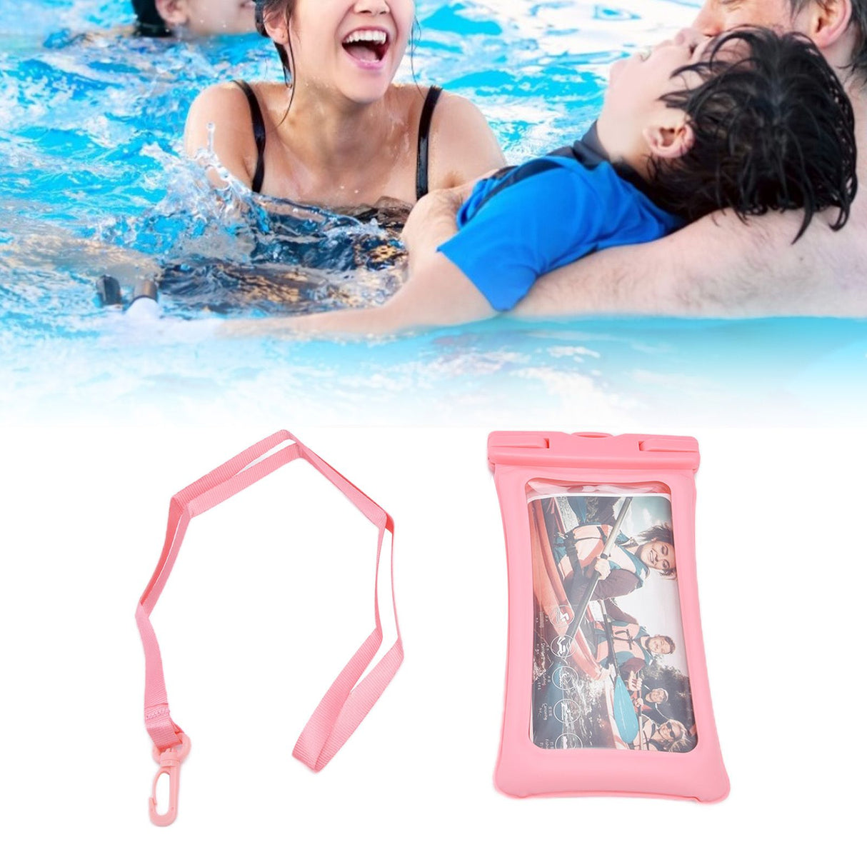 TPU Universal Floating Waterproof Phone Bag Pouch Cover with Lanyard for Below 7.2‑inch PhonePink