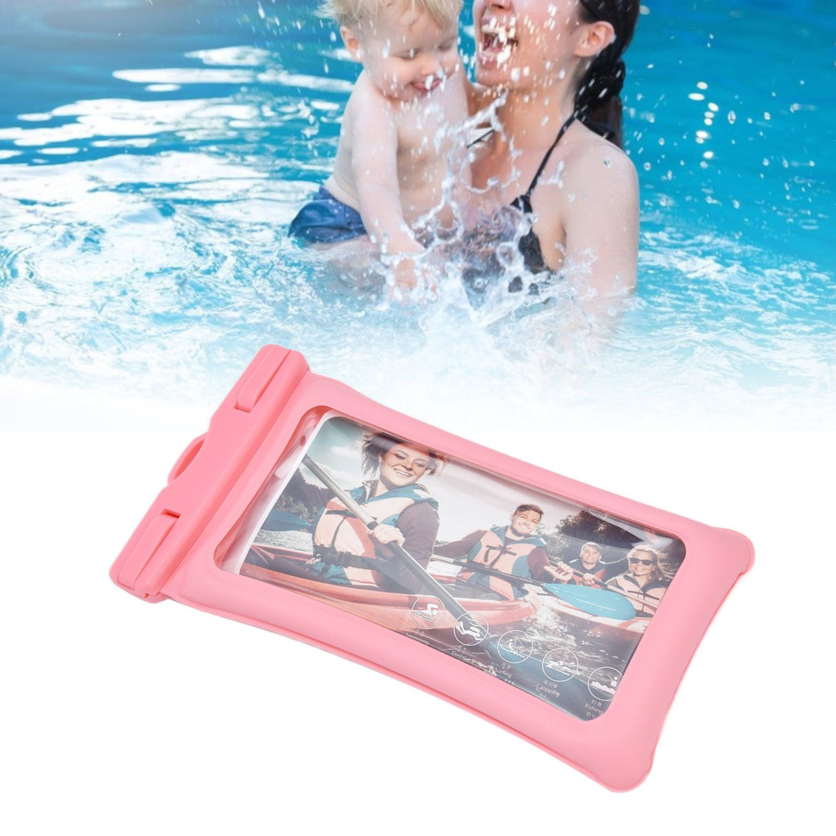 TPU Universal Floating Waterproof Phone Bag Pouch Cover with Lanyard for Below 7.2‑inch PhonePink