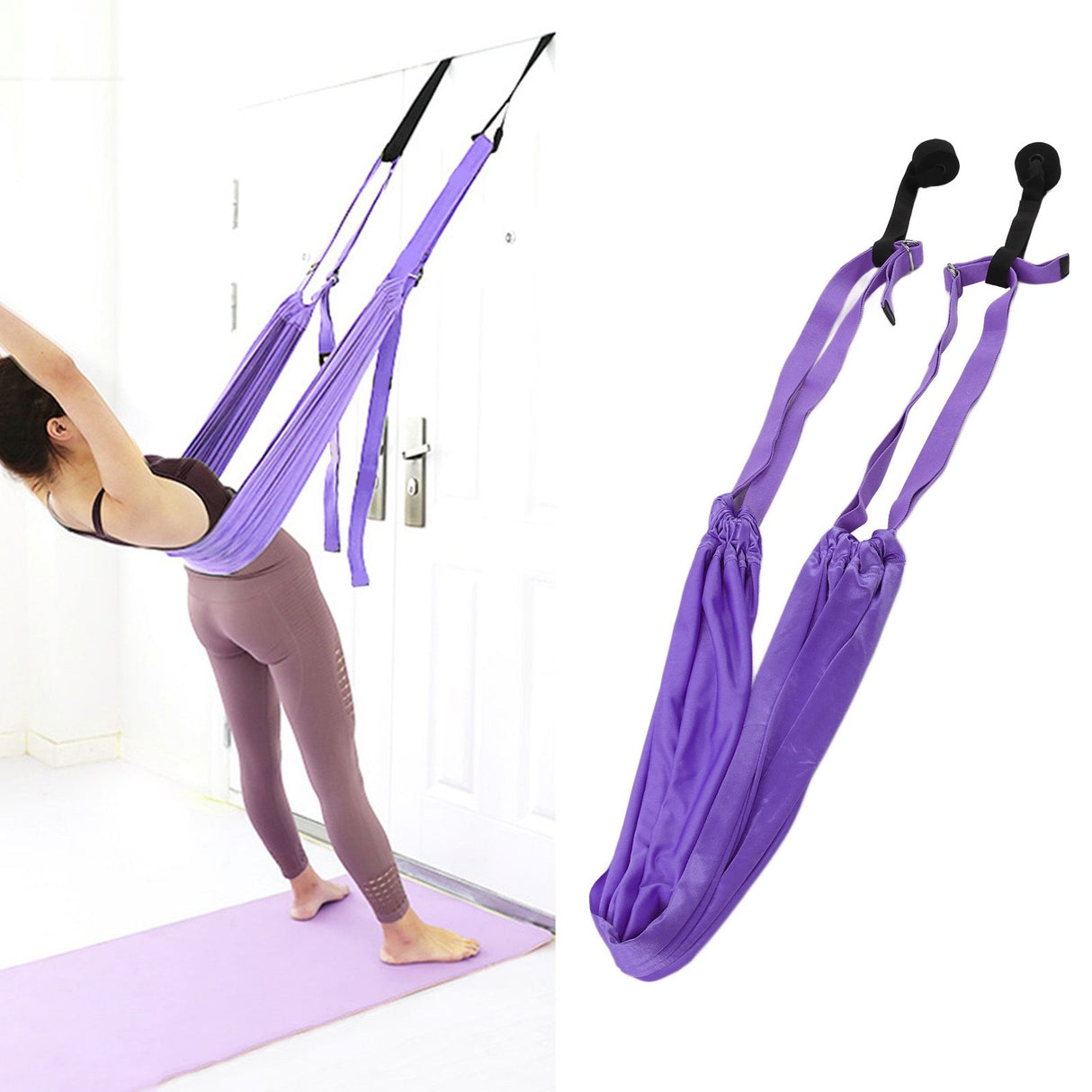 Yoga Hammock Handstand Split Leg Stretchable Training Portable Elastic Aerial Hammock for HomePurple