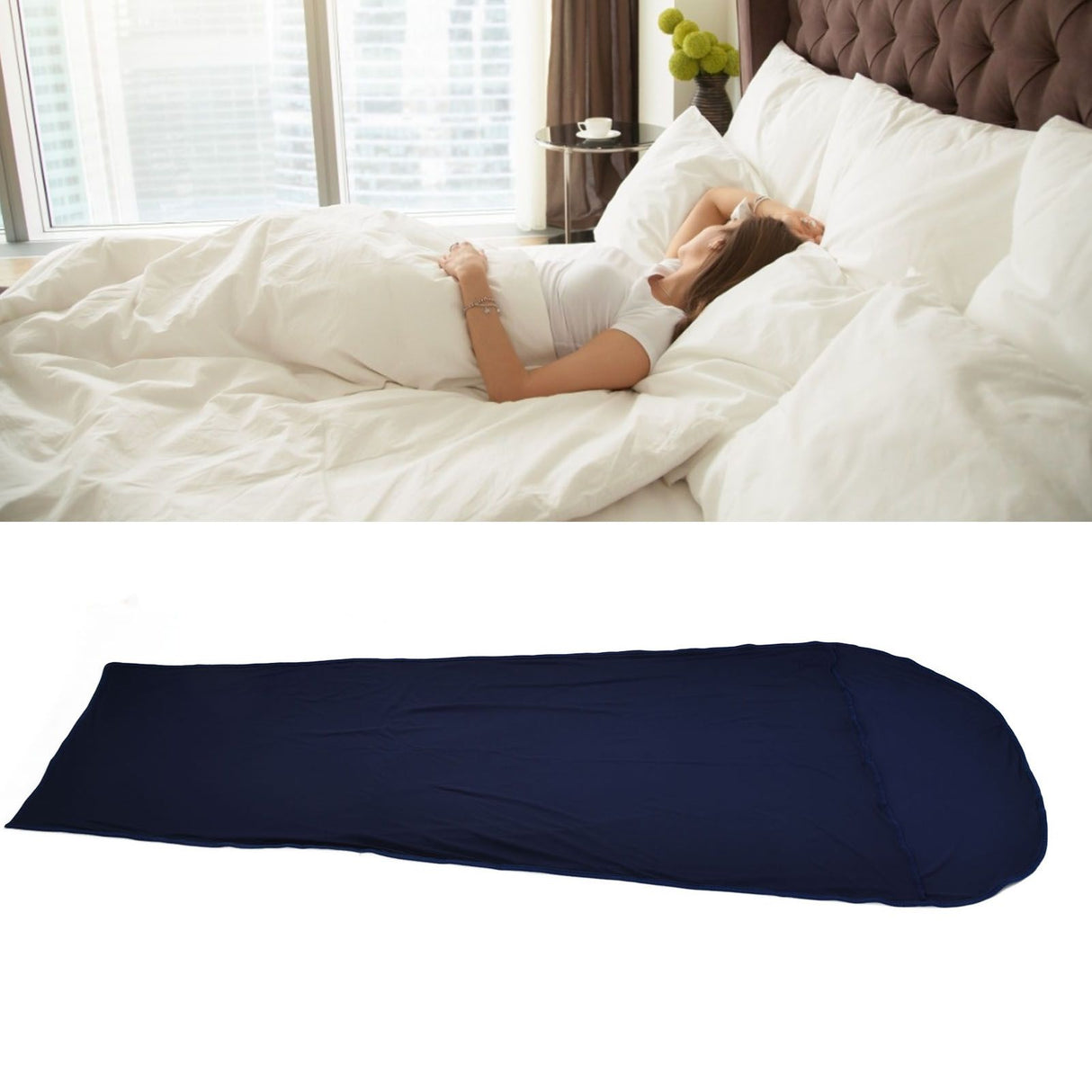 Sleeping Bag Liner Ultralight Multifunctional Elastic Sleeping Sack Liner for Outdoor CampingNavy Blue