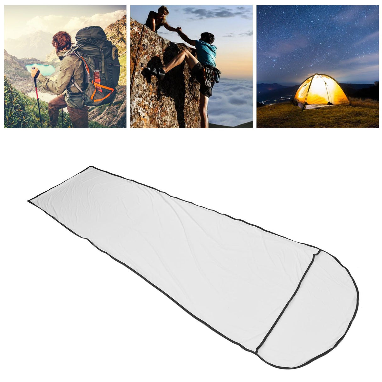 Sleeping Bag Liner Ultralight Multifunctional Elastic Sleeping Sack Liner for Outdoor CampingWhite