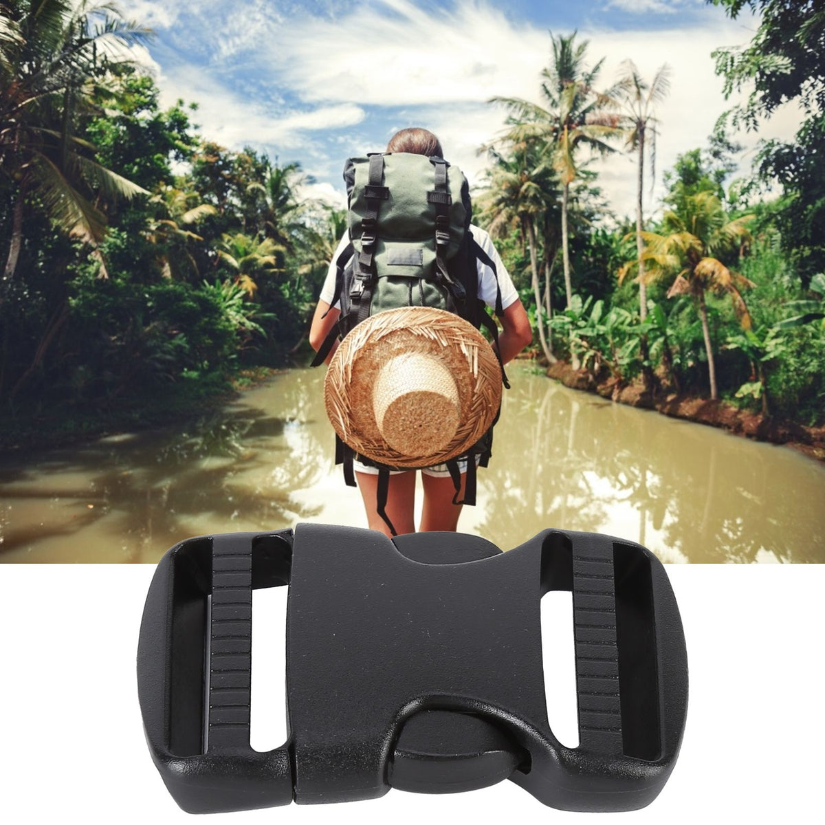 5Pcs Quick Release Buckle Plastic Dual Adjustable Strap Buckles Replacement DIY Craft for Backpack BlackFor 38mm Width Strap