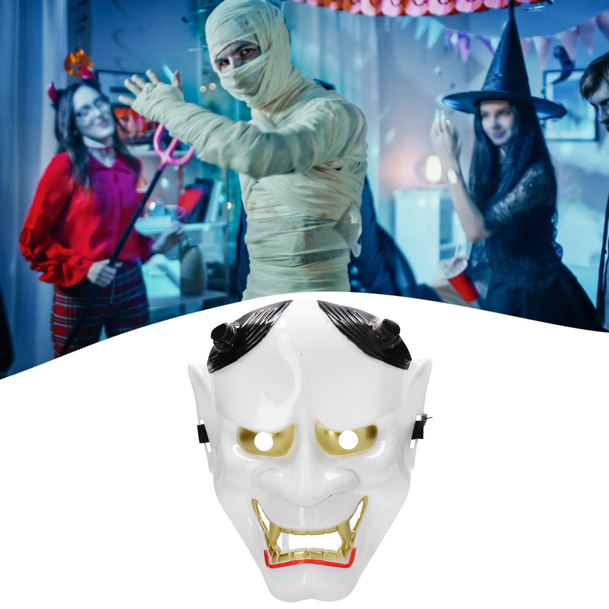 Halloween Festival Costume Horrible Mask Decorative Cosplay Makeup Props for Women MenWhite