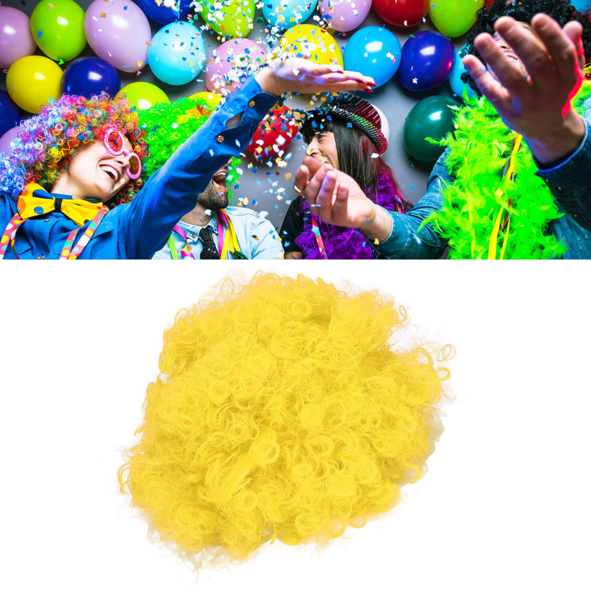 Adult Innovative Color Party Wig Halloween Interesting Headgear for Circus Troup FootballYellow