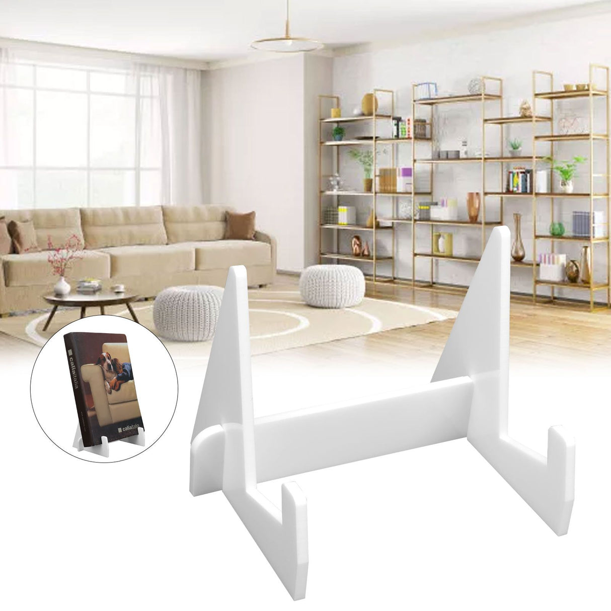 Acrylic Book Display Stand Book Holder Bookrack Bookshelf Office Bookcase for Kitchen HomeWhite