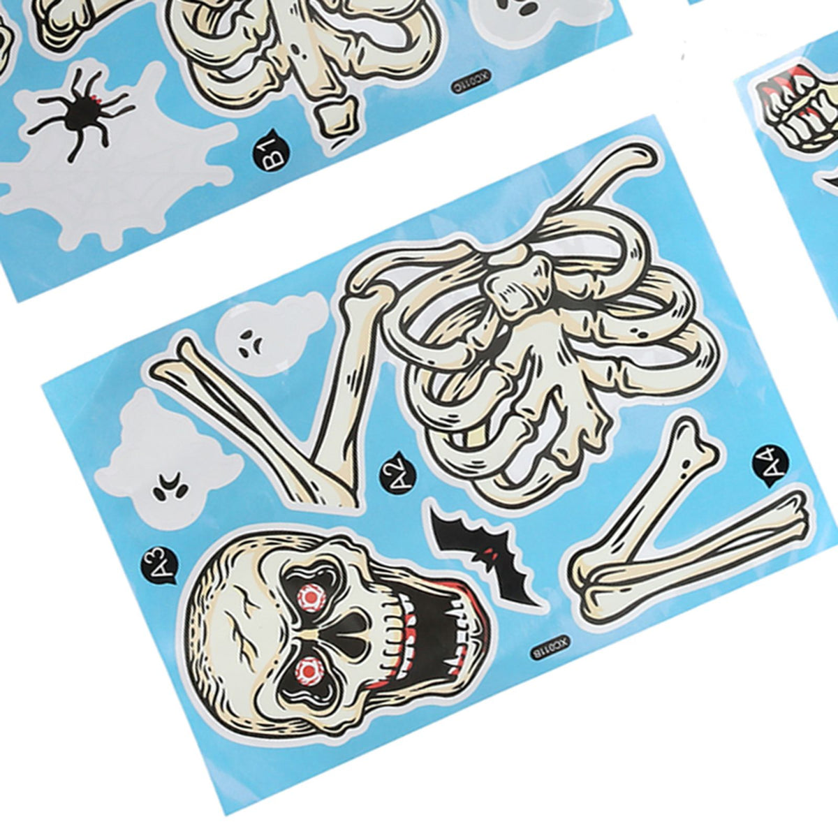 4Pcs Halloween Skull Pattern Wall Sticker Decorative Wall Decal for Living Room Bedroom