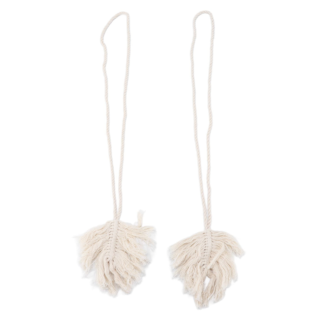 2Pcs Cotton Rope Curtain Tiebacks Leaf Shaped Tassel Curtain Clips Rope Straps for Curtain
