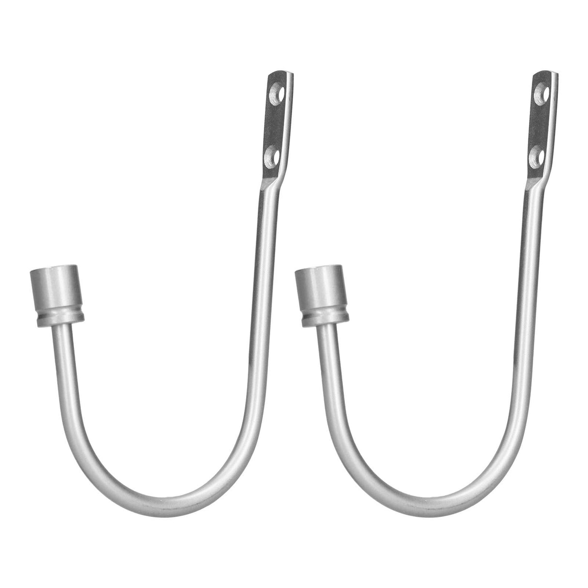 2Pcs Curtain Hook Aluminum Alloy U Shaped Cylinder Fixed Drapery Holdback for Home Office BedroomSilver