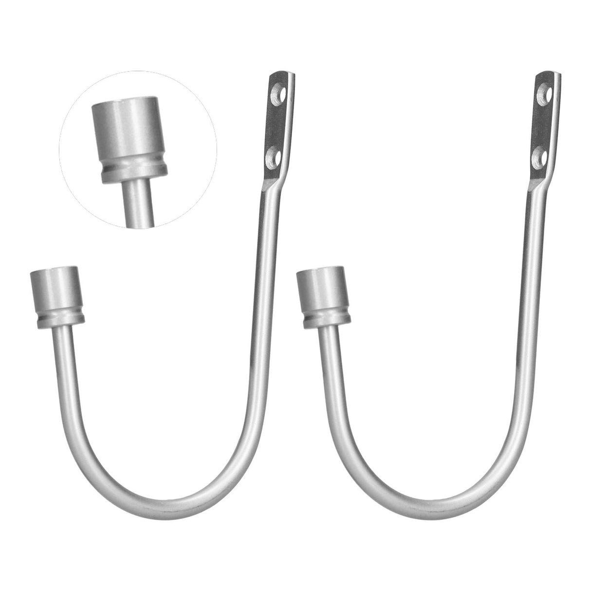 2Pcs Curtain Hook Aluminum Alloy U Shaped Cylinder Fixed Drapery Holdback for Home Office BedroomSilver