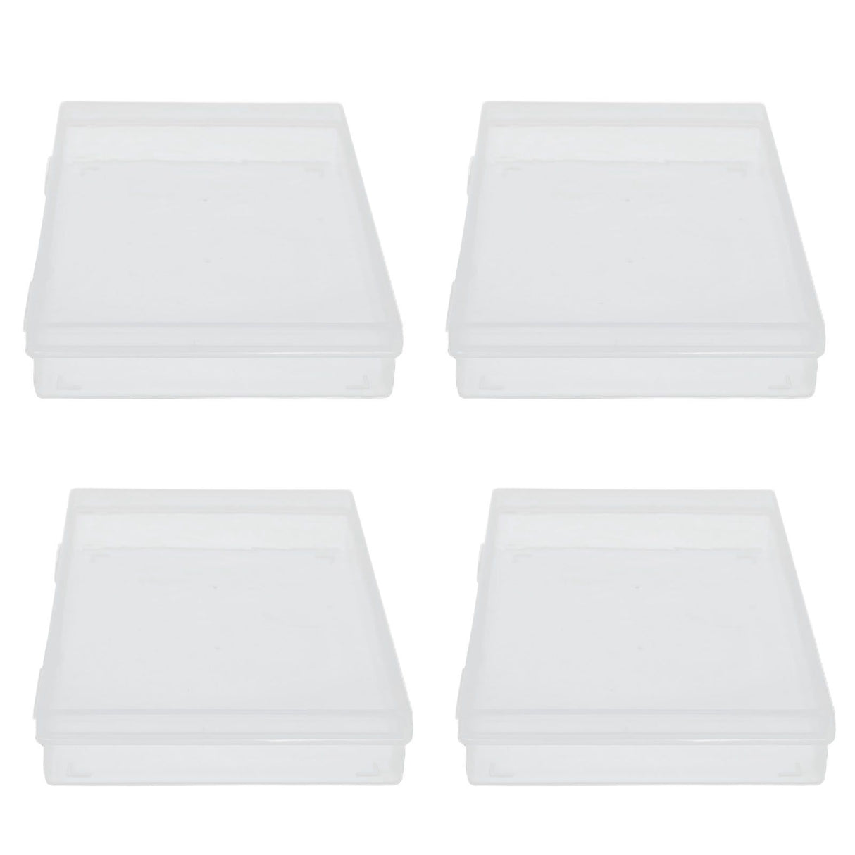 4Pcs Transparent Plastic Box with Hinged Cover Multipurpose Storage Container for Small Things