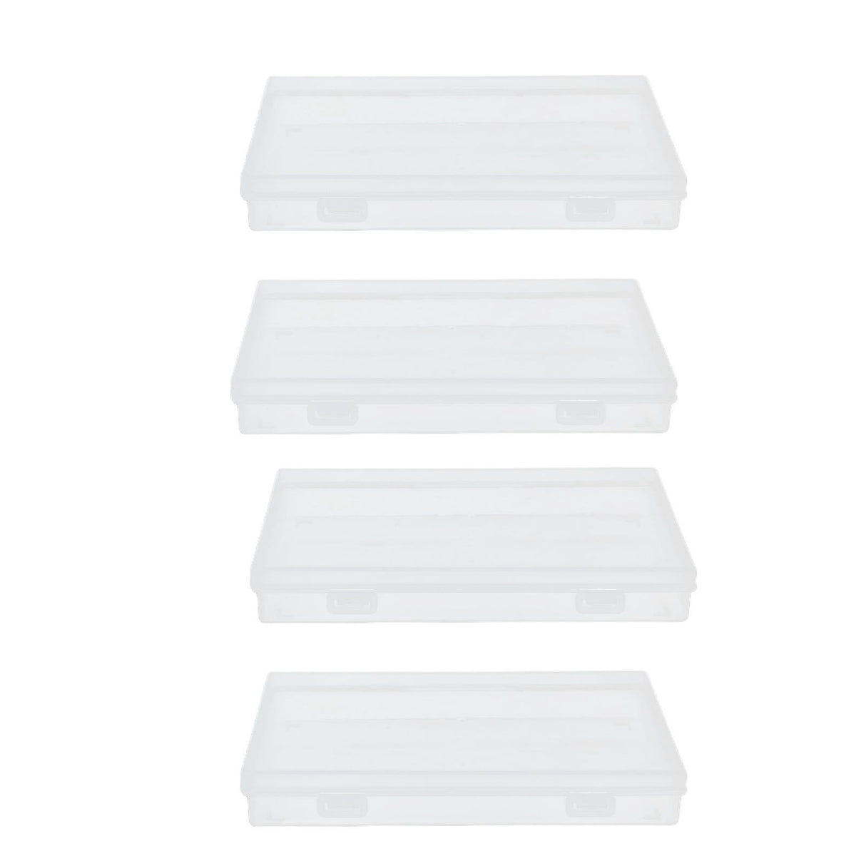 4Pcs Transparent Plastic Box with Hinged Cover Multipurpose Storage Container for Small Things