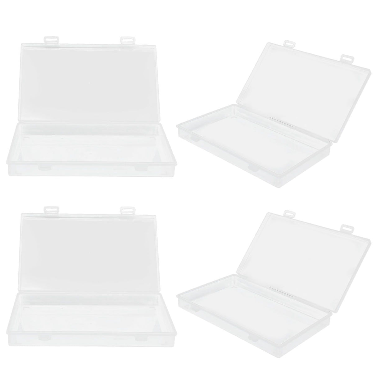 4Pcs Transparent Plastic Box with Hinged Cover Multipurpose Storage Container for Small Things