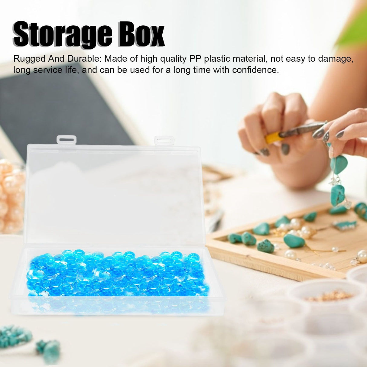 4Pcs Transparent Plastic Box with Hinged Cover Multipurpose Storage Container for Small Things