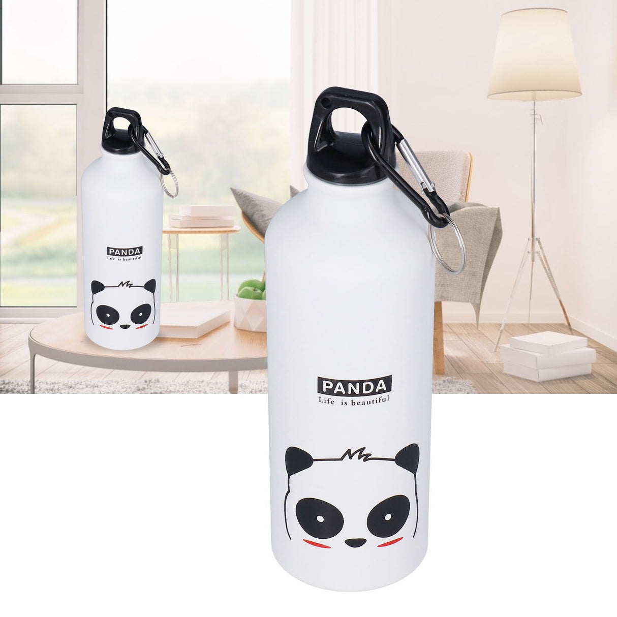 Kids Water Bottle Cute Cartoon 500ml Aluminum Insulated Water Bottle Sport Water JugWhite Panda