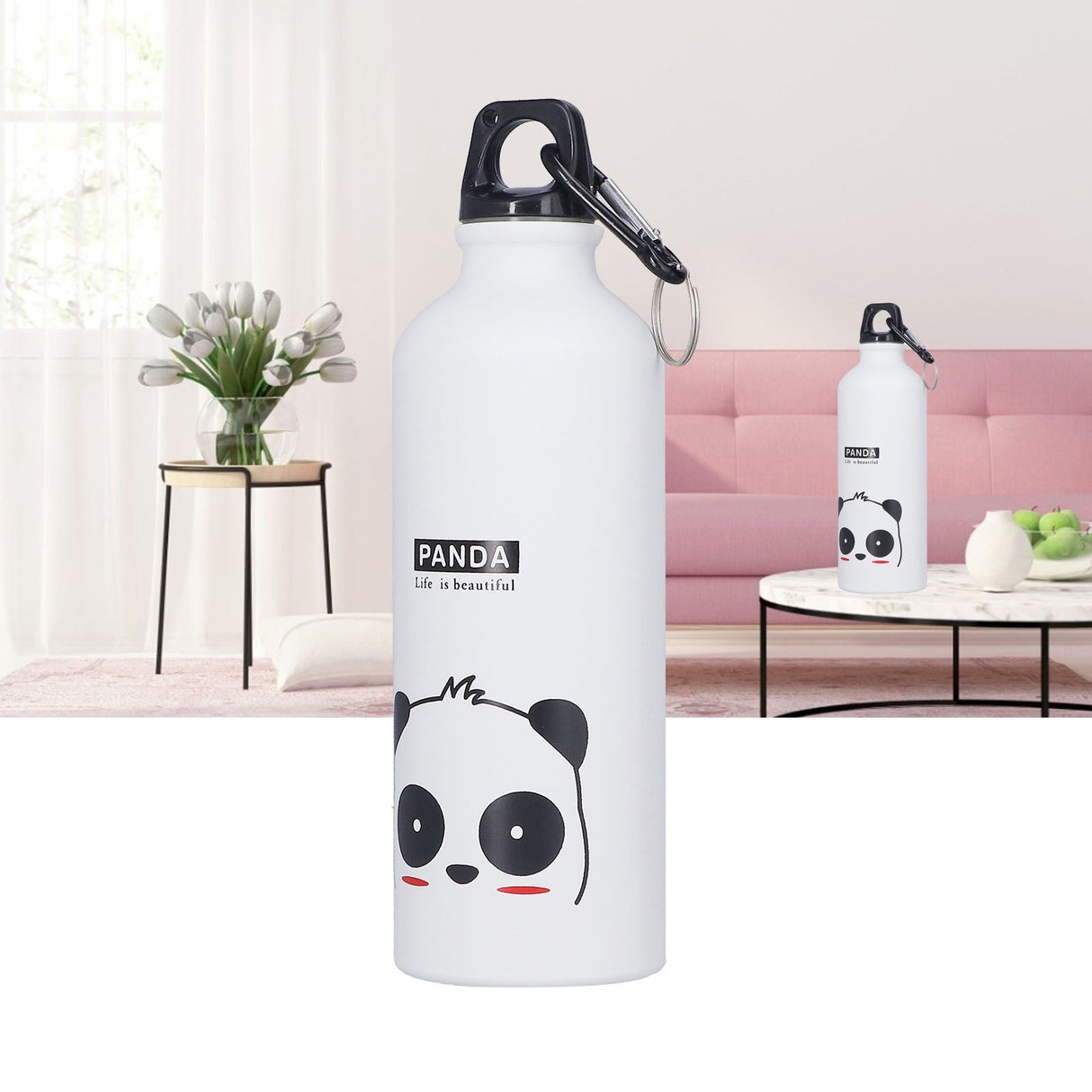 Kids Water Bottle Cute Cartoon 500ml Aluminum Insulated Water Bottle Sport Water JugWhite Panda