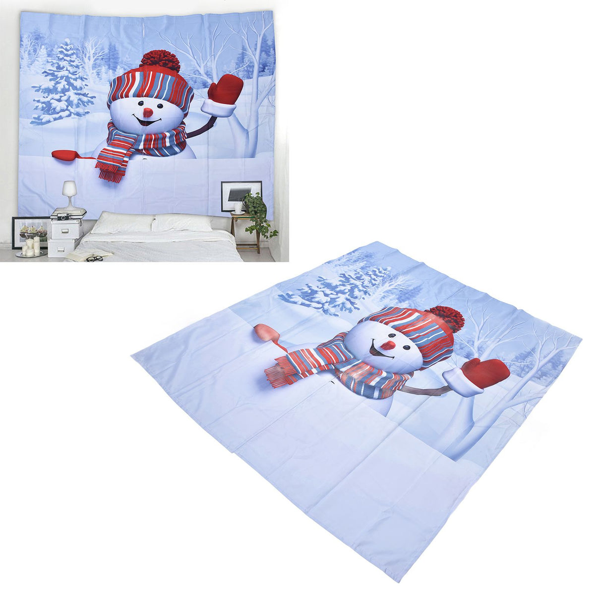 Digital Printing Blackout Curtain Snowman Pattern Blind Shade Window Drapes for Bedroom Living Room150x166cm Christmas Style 4