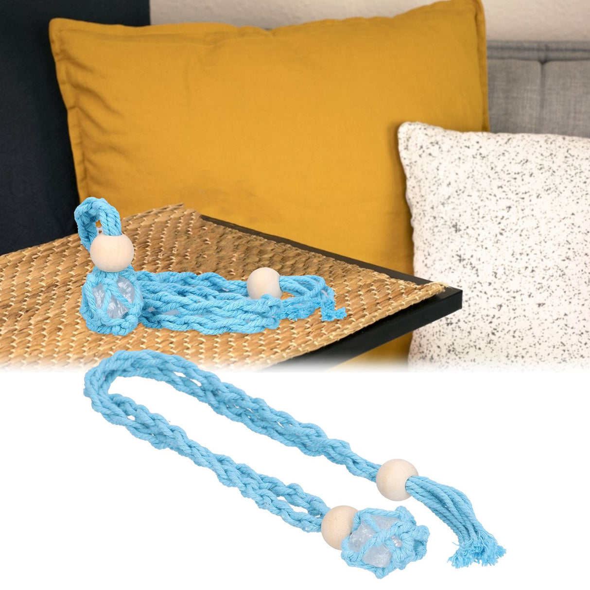 3pcs Net Bag Necklace Empty Stone Holder Rope Replacement Adjustable Necklace Cord for Crystals Quartz Stone HolderLight Blue