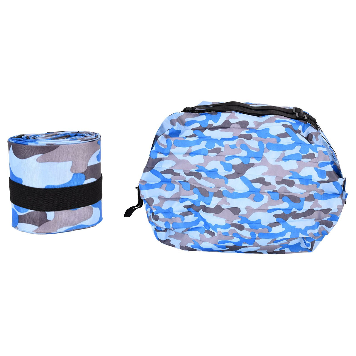 High Capacity Storage Bag Travel Single Shoulder Waterproof Shopping Bag Portable Folding Storage BagBlue Camouflage
