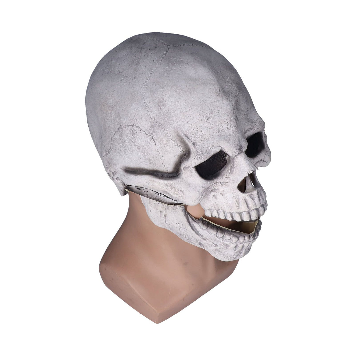 Scary Skull Mask with Movable Jaw Flexible Latex Halloween Costume Party Props Cosplay AccessoryWhite