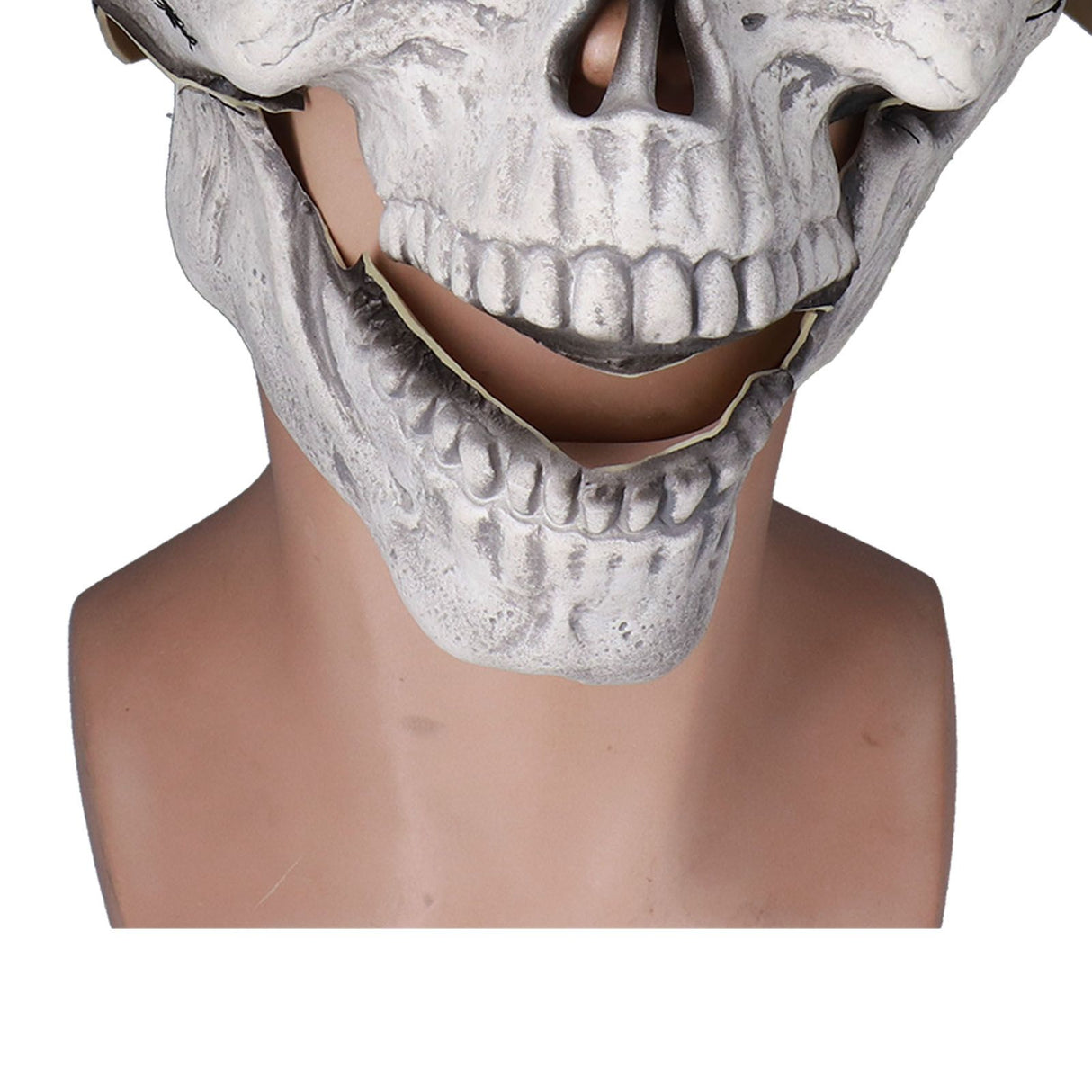 Scary Skull Mask with Movable Jaw Flexible Latex Halloween Costume Party Props Cosplay AccessoryWhite